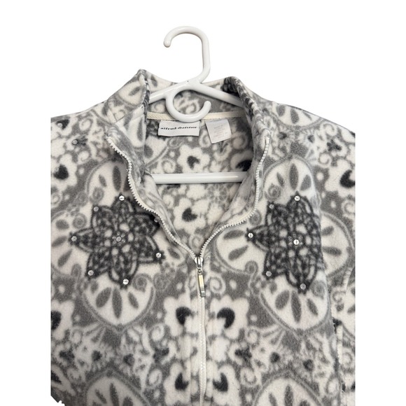 Alfred Dunner Jackets & Blazers - Alfred Dunner Fleece Zip Up Jacket XL Women's In Floral Mandala Pattern Sequins